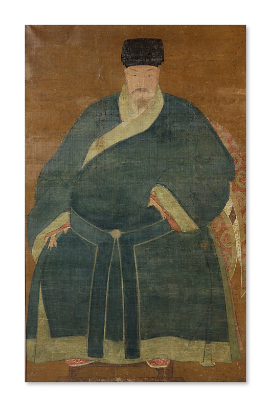 Ming-style court painting, ‘Portrait of an Emporer,’ on canvas, 61 x 38 inches, realized $4,800. Image courtesy of Morton Kuehnert Auctioneers.